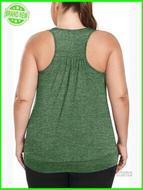 Plus Size Racerback Workout Tank Top Loose Fit Athletic Yoga Running
